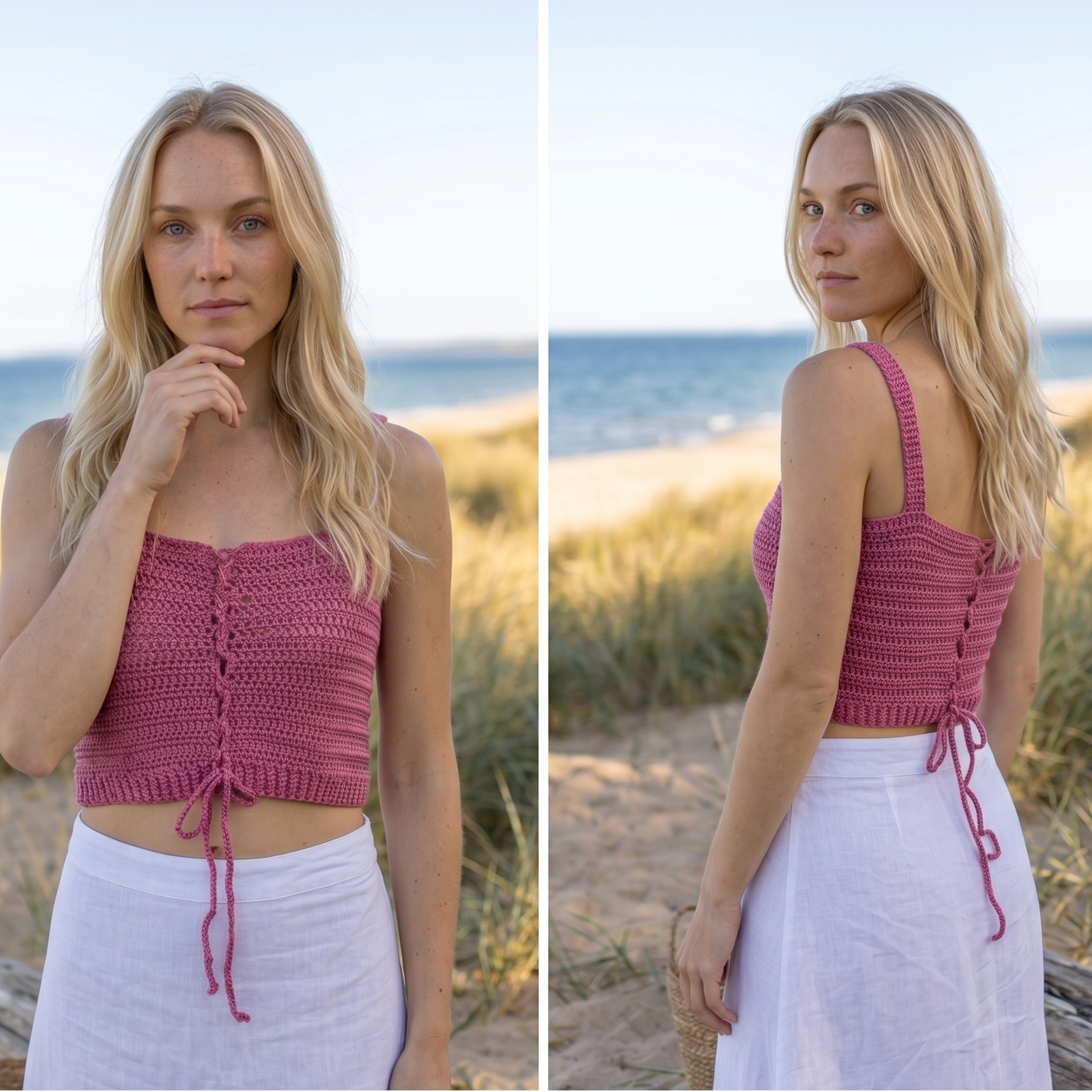 Hæklet crop top vendbar
